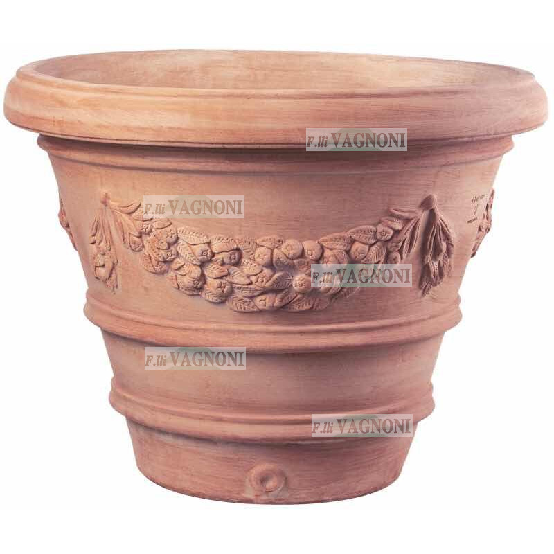 VASO FESTONATO CM. 70 IN TERRACOTTA TOSCANA-NEW-